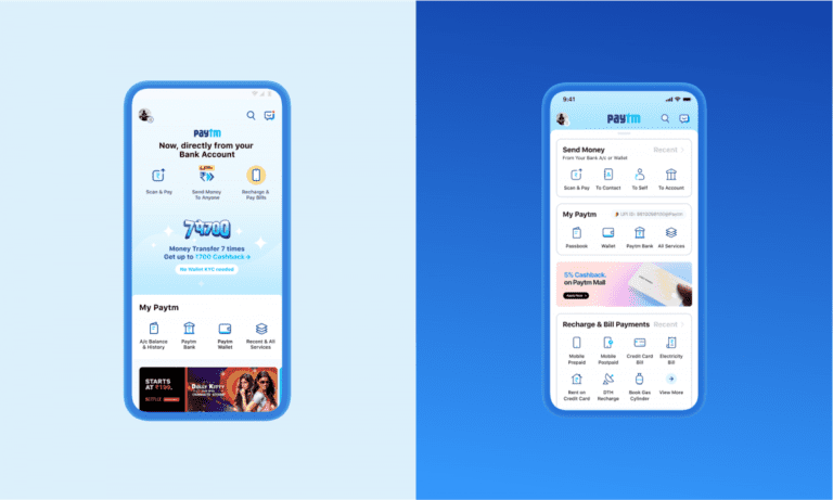 Paytm UI/UX design example - intuitive mobile payment interface